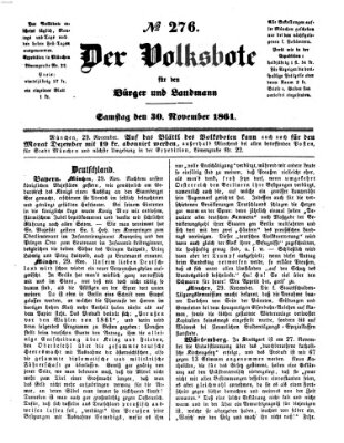 Der Volksbote für den Bürger und Landmann Samstag 30. November 1861