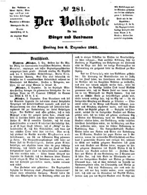 Der Volksbote für den Bürger und Landmann Freitag 6. Dezember 1861