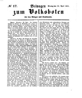 Der Volksbote für den Bürger und Landmann Montag 29. April 1861