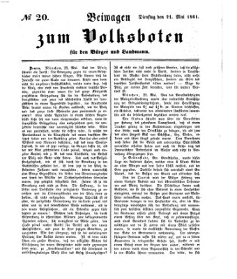 Der Volksbote für den Bürger und Landmann Dienstag 21. Mai 1861