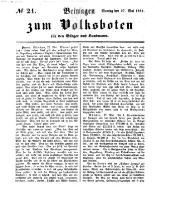 Der Volksbote für den Bürger und Landmann Montag 27. Mai 1861