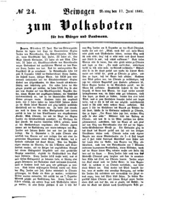 Der Volksbote für den Bürger und Landmann Montag 17. Juni 1861