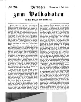 Der Volksbote für den Bürger und Landmann Montag 1. Juli 1861