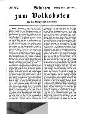 Der Volksbote für den Bürger und Landmann Montag 8. Juli 1861