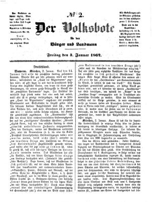 Der Volksbote für den Bürger und Landmann Freitag 3. Januar 1862