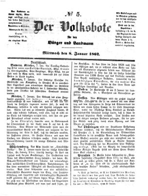 Der Volksbote für den Bürger und Landmann Mittwoch 8. Januar 1862