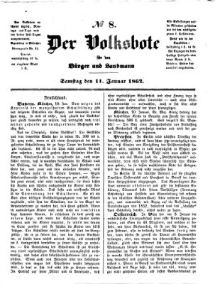 Der Volksbote für den Bürger und Landmann Samstag 11. Januar 1862