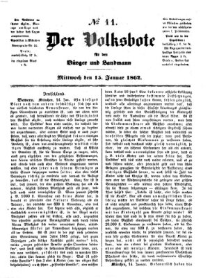 Der Volksbote für den Bürger und Landmann Mittwoch 15. Januar 1862