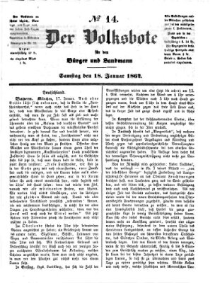 Der Volksbote für den Bürger und Landmann Samstag 18. Januar 1862