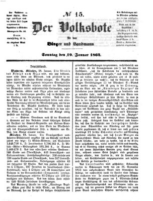 Der Volksbote für den Bürger und Landmann Sonntag 19. Januar 1862