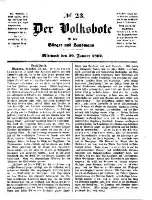 Der Volksbote für den Bürger und Landmann Mittwoch 29. Januar 1862