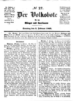 Der Volksbote für den Bürger und Landmann Sonntag 2. Februar 1862