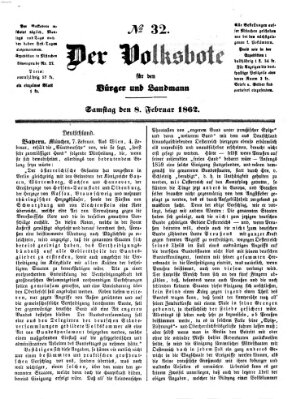 Der Volksbote für den Bürger und Landmann Samstag 8. Februar 1862