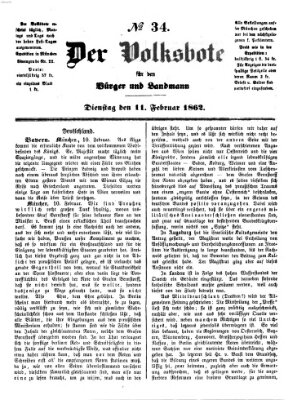 Der Volksbote für den Bürger und Landmann Dienstag 11. Februar 1862