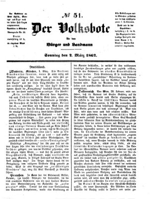 Der Volksbote für den Bürger und Landmann Sonntag 2. März 1862