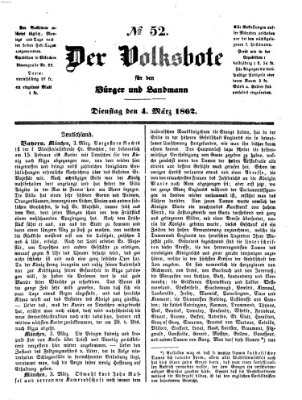 Der Volksbote für den Bürger und Landmann Dienstag 4. März 1862