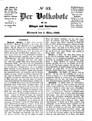 Der Volksbote für den Bürger und Landmann Mittwoch 5. März 1862