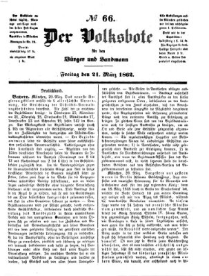 Der Volksbote für den Bürger und Landmann Freitag 21. März 1862