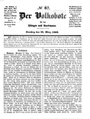 Der Volksbote für den Bürger und Landmann Samstag 22. März 1862