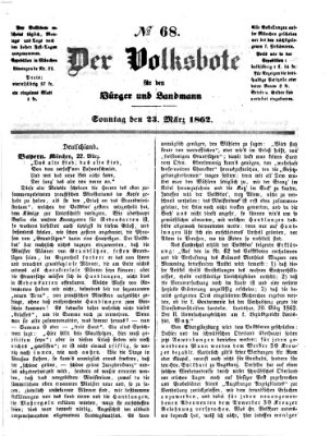 Der Volksbote für den Bürger und Landmann Sonntag 23. März 1862