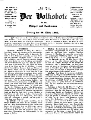 Der Volksbote für den Bürger und Landmann Freitag 28. März 1862