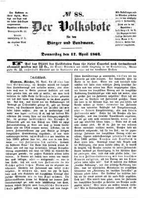 Der Volksbote für den Bürger und Landmann Donnerstag 17. April 1862