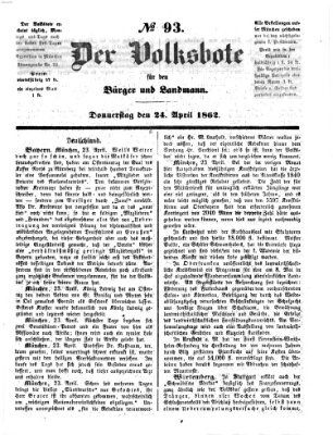 Der Volksbote für den Bürger und Landmann Donnerstag 24. April 1862