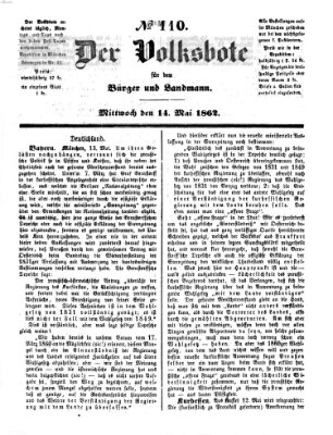 Der Volksbote für den Bürger und Landmann Mittwoch 14. Mai 1862