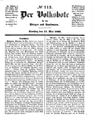 Der Volksbote für den Bürger und Landmann Samstag 17. Mai 1862