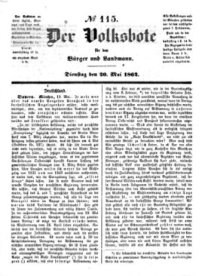 Der Volksbote für den Bürger und Landmann Dienstag 20. Mai 1862