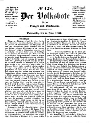 Der Volksbote für den Bürger und Landmann Donnerstag 5. Juni 1862