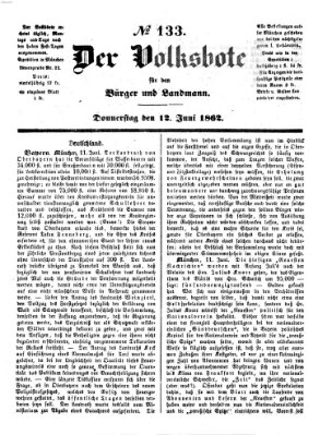 Der Volksbote für den Bürger und Landmann Donnerstag 12. Juni 1862