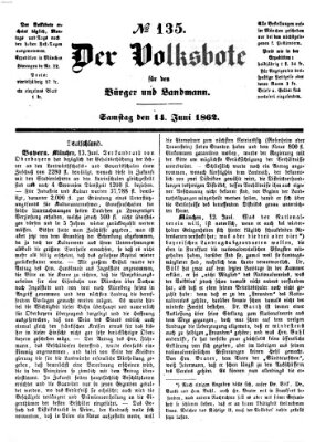 Der Volksbote für den Bürger und Landmann Samstag 14. Juni 1862