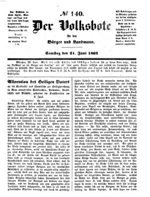 Der Volksbote für den Bürger und Landmann Samstag 21. Juni 1862