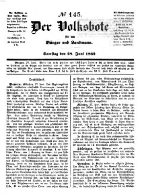 Der Volksbote für den Bürger und Landmann Samstag 28. Juni 1862