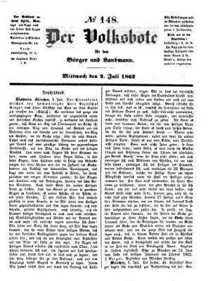 Der Volksbote für den Bürger und Landmann Mittwoch 2. Juli 1862