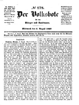 Der Volksbote für den Bürger und Landmann Mittwoch 6. August 1862