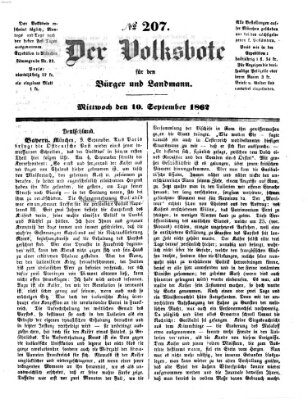 Der Volksbote für den Bürger und Landmann Mittwoch 10. September 1862