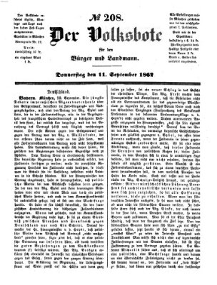 Der Volksbote für den Bürger und Landmann Donnerstag 11. September 1862