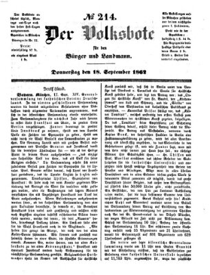 Der Volksbote für den Bürger und Landmann Donnerstag 18. September 1862