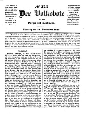 Der Volksbote für den Bürger und Landmann Sonntag 28. September 1862