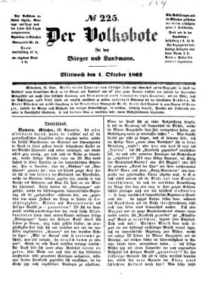 Der Volksbote für den Bürger und Landmann Mittwoch 1. Oktober 1862