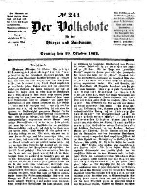 Der Volksbote für den Bürger und Landmann Sonntag 19. Oktober 1862