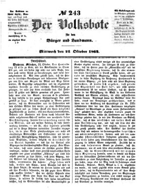 Der Volksbote für den Bürger und Landmann Mittwoch 22. Oktober 1862