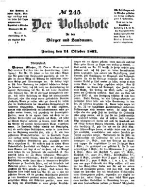 Der Volksbote für den Bürger und Landmann Freitag 24. Oktober 1862