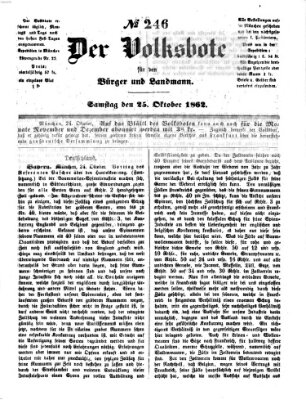 Der Volksbote für den Bürger und Landmann Samstag 25. Oktober 1862