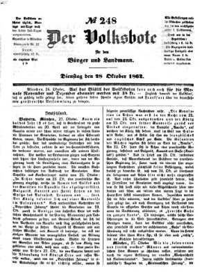 Der Volksbote für den Bürger und Landmann Dienstag 28. Oktober 1862