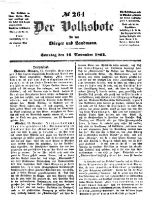 Der Volksbote für den Bürger und Landmann Sonntag 16. November 1862