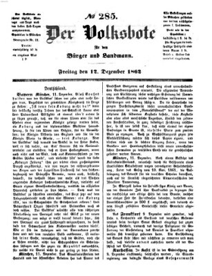 Der Volksbote für den Bürger und Landmann Freitag 12. Dezember 1862