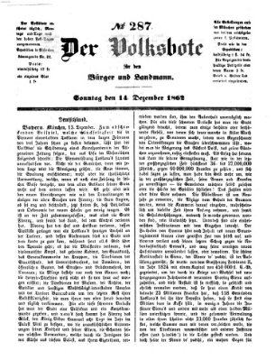 Der Volksbote für den Bürger und Landmann Sonntag 14. Dezember 1862